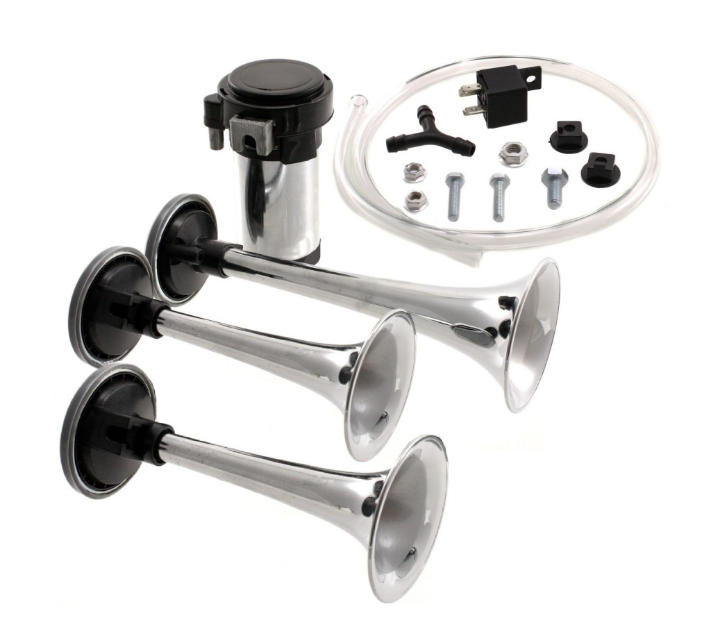 TRIPLE AIR HORN KIT CHROME BC Direct