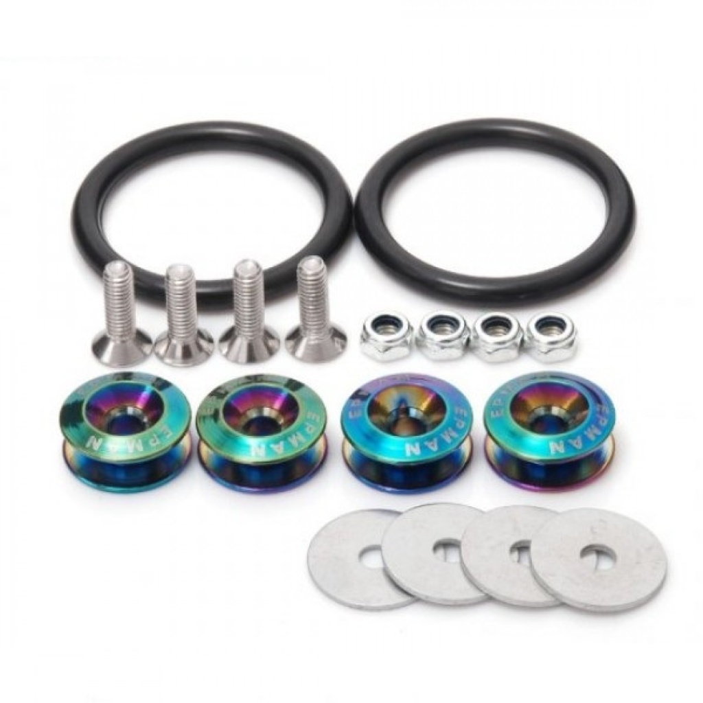 SICKSPEED Neo Chrome Aluminum Quick Release Fastener Kit – Bumper, Trunk, Hatch – P10 Style